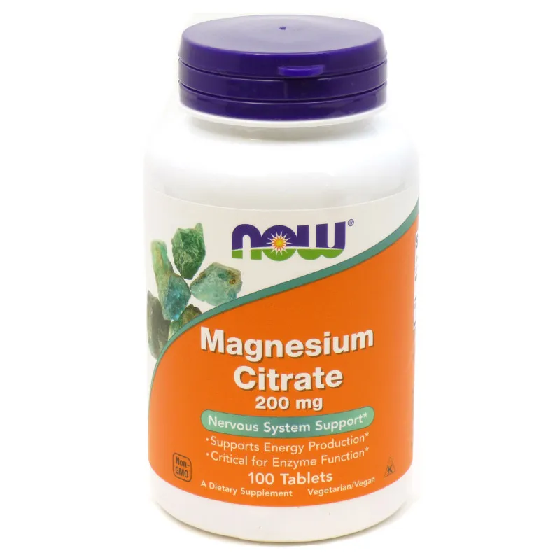 Magnesio citrato 200 mg 100 comprimidos, Now