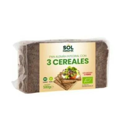 Pan aleman 3 cereales BIO 500 g, Solnatural