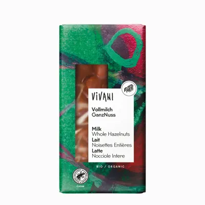 Milk chocolate with whole hazelnuts ORGANIC 100 g, Vivani