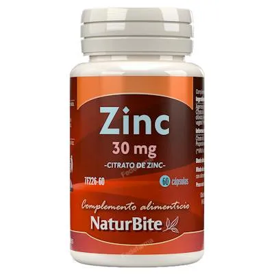 Zinc citrato 30 mg 60 cápsulas, Naturbite