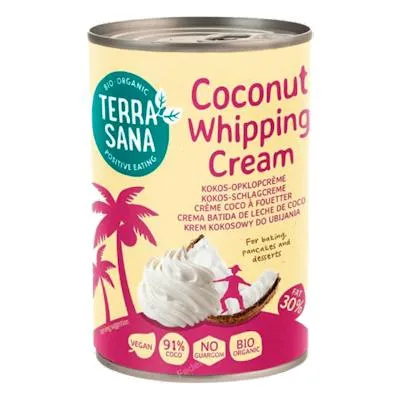 Biologische glutenvrije kokosmelkcrème, opgeklopt 400 ml, Terrasana