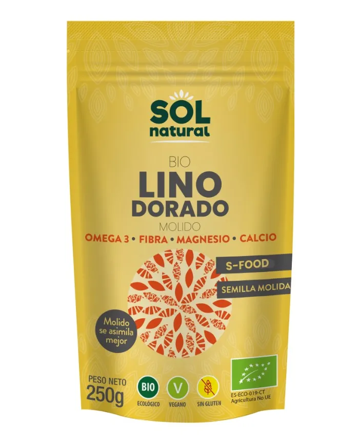 Lino dorado triturado 250 g, Sol Natural