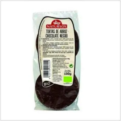 Tortas de arroz con chocolate negro 100 g, Natursoy