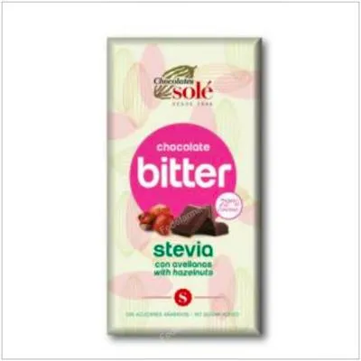 Chocolate negro 72% con avellana y stevia 100 g, Chocolates Sole