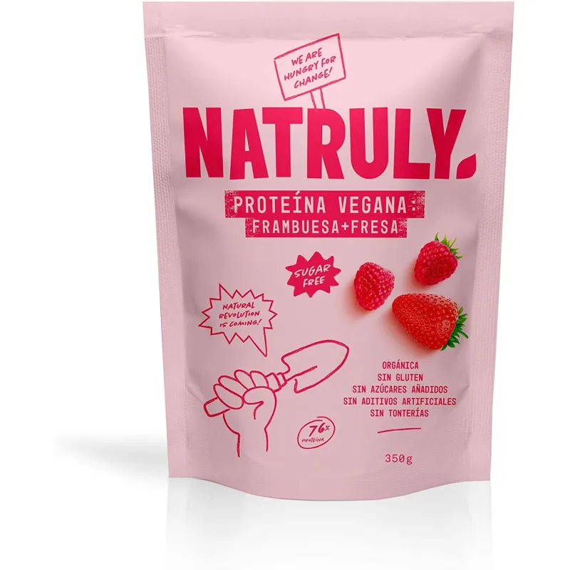 Proteína vegana frambuesa fresa 350 g, Natruly