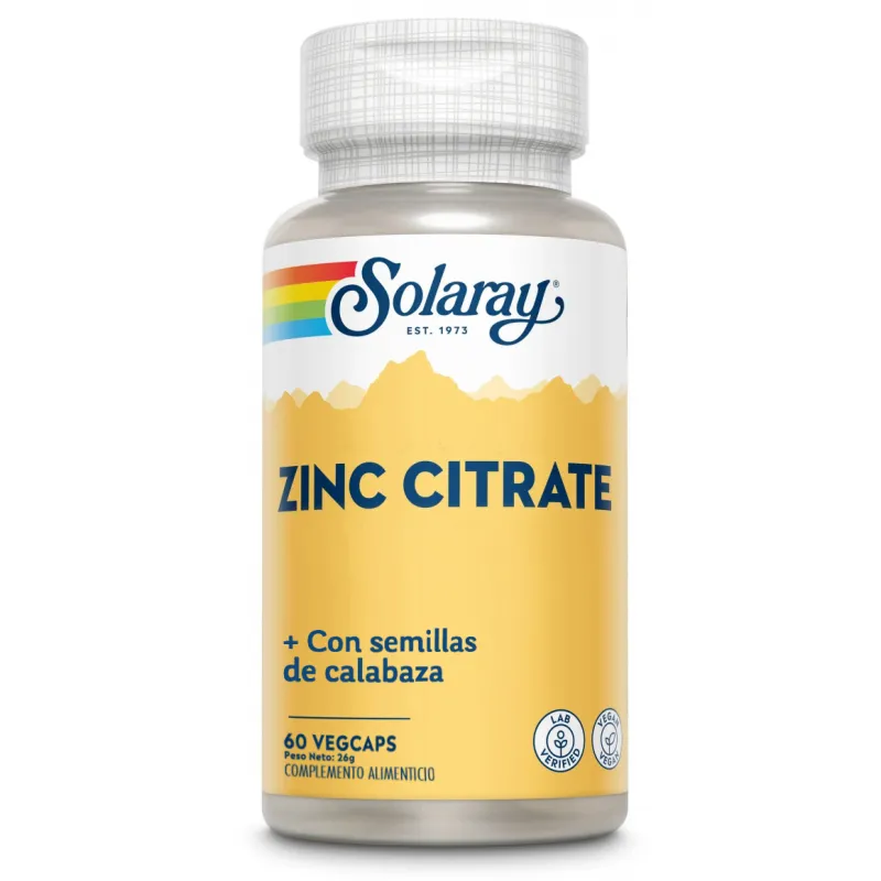 Zinc citrato 50 mg 60 cápsulas, Solaray