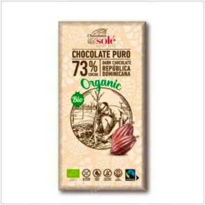 Chocolate negro 73% sin gluten BIO 100 g, Chocolates Sole