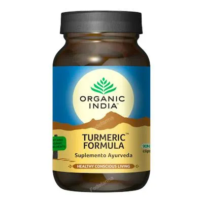 Cúrcuma turmeric fórmula suplemento ayurveda orgánico 90 cápsulas vegetales, Organic India