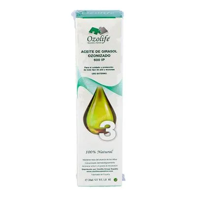 Biocosmetica y nutrición aceite girasol ozonizado 600IP airless 50 ml, Ozolife