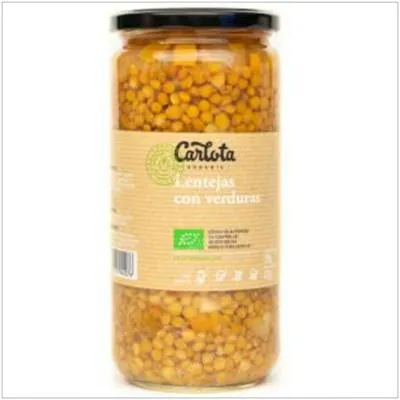 Lentejas con verduras sin gluten BIO 720 g, Carlota Organic