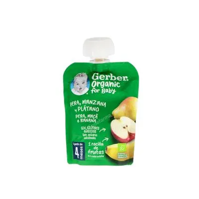Pouch pera, manzana, plátano BIO 90 g, Gerber