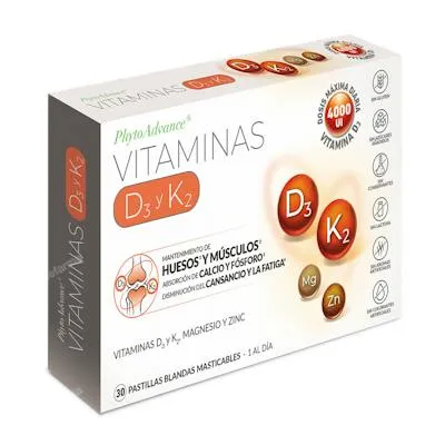 Vitamina D3 + K2 30 past. blandas masticables, Phytoadvance