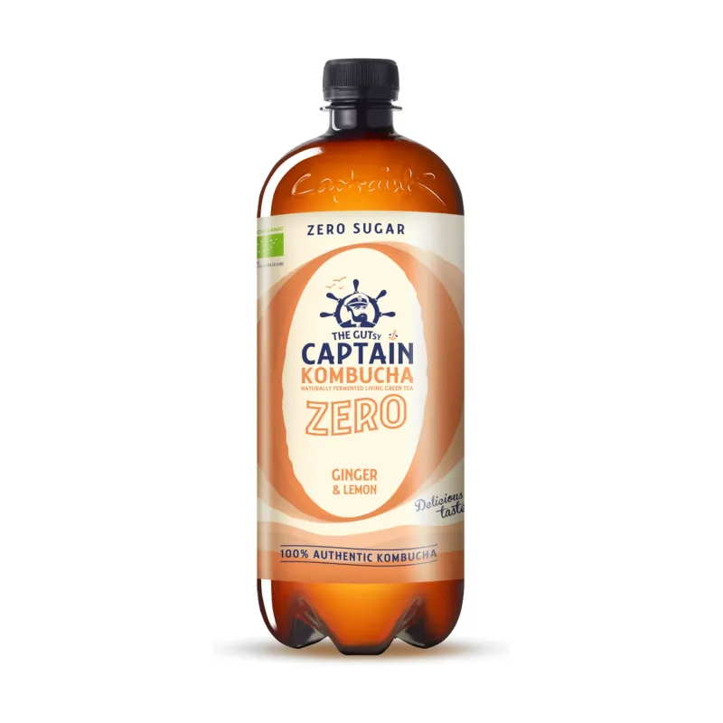 Ginger lemon kombucha zero 1 l, Captain