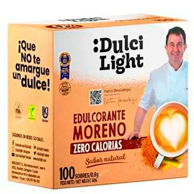 Edulcorante moreno azúcar Zero 100 sobres, Dulcilight
