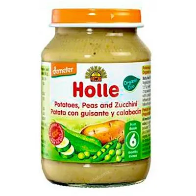 Potito patata guisantes y calabacin 6meses 190 g, Holle