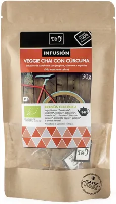 Infusión veggie chai con cúrcuma 15 bolsas téo-teo BIO 30 g, Teo Bio