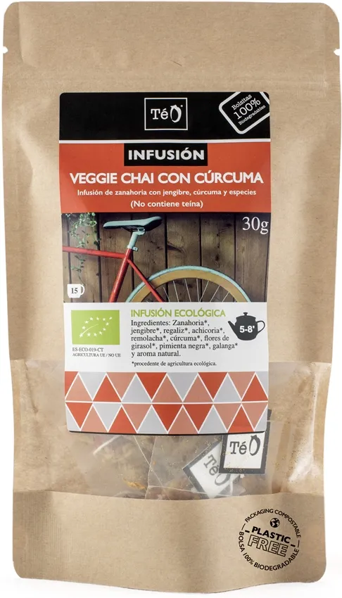 Veggie-Chai-Kräutertee mit Kurkuma 15 Beutel Téo-Teo BIO 30 g, Teo Bio