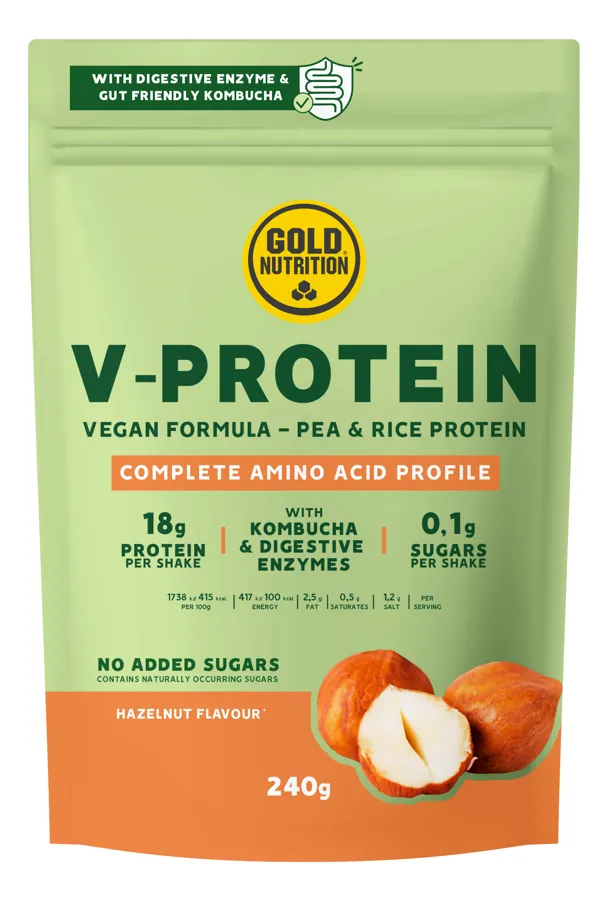 V-protein avellana 240 g, Gold Nutrition