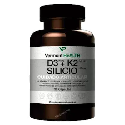 D3 + K2 + silicio sistema articular 30 cápsulas, Vermont Health