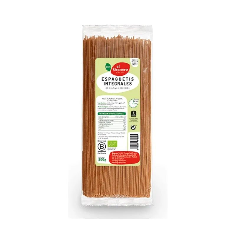 Espagueti integral BIO 500 g, El Granero