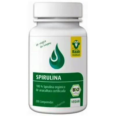 Alga spirulina sin gluten BIO 200 comprimidos, Raab Vitalfood