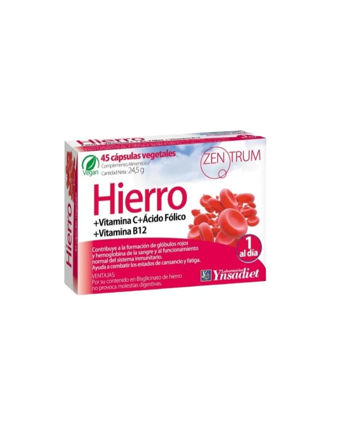 Hierro+vitamina c+ácido fólico+b12 45 cápsulas, Zentrum