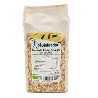 Copos de avena gruesos sin gluten 500 g, Biolabrador