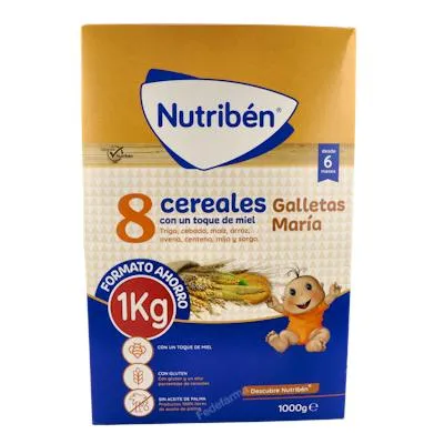 8 cereales miel galleta maria 1000 g, Nutriben