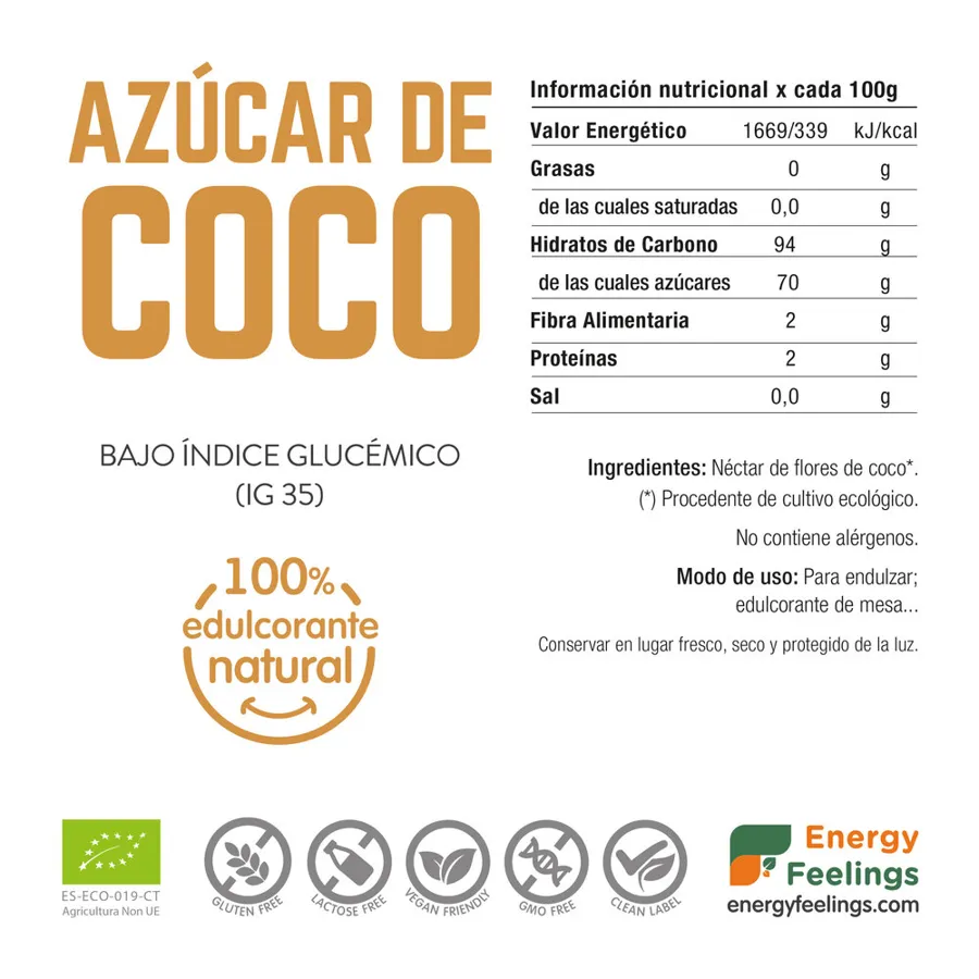Azúcar de coco : BIO 200 g, Energy Feelings · imagen 2