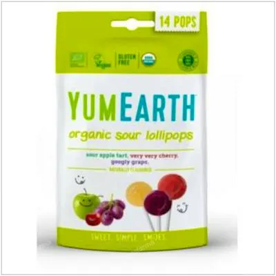 Piruletas organicas sabor frutas acidas 14 uds., Yum Earth