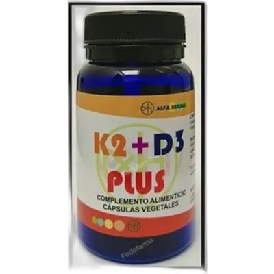 K2+D3 plus 60 cápsulas vegetales, Alfa Herbal