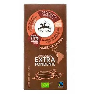 Chocolate oscuro 75% Cacao tableta BIO 100 g, Alce Nero