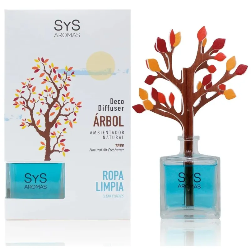 Ambientador difusor árbol ropa limpia 90 ml, Sys
