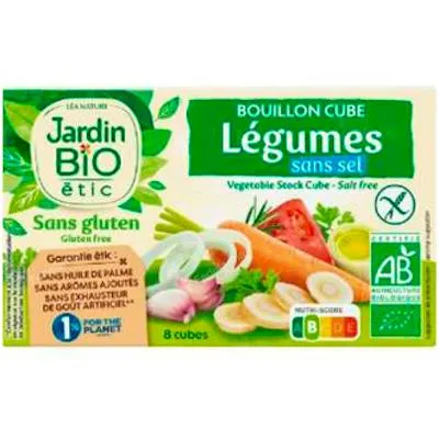 Unsalted vegetable broth 8 cubes gluten-free organic 9 g, Jardin Bio