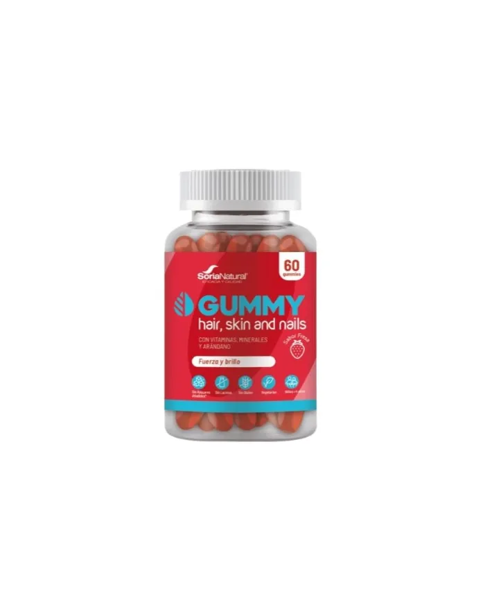 Hair skin nails fraise 60 gummies, Soria Natural