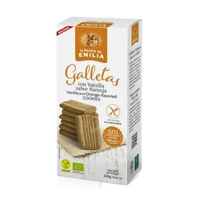 Biscuits à la vanille goût orange s/s sucre BIO 125 g, La Receta De Emilia