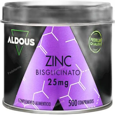 Bisglicinato de zinc 25 mg 500 comprimidos, Aldous Bio
