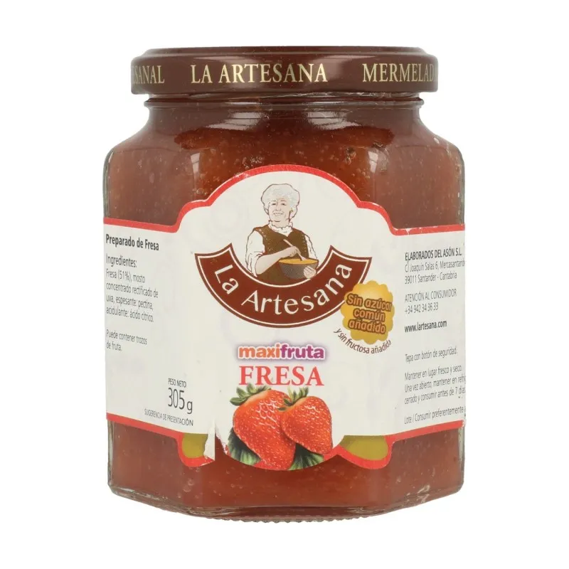 Mermelada fresa sin azúcar. s/f 305 g, La Artesana