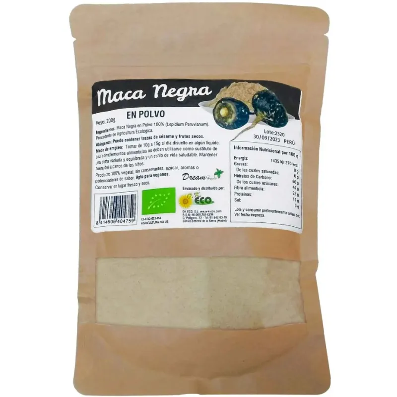 Maca negra polvo BIO 200 g, Dream Foods