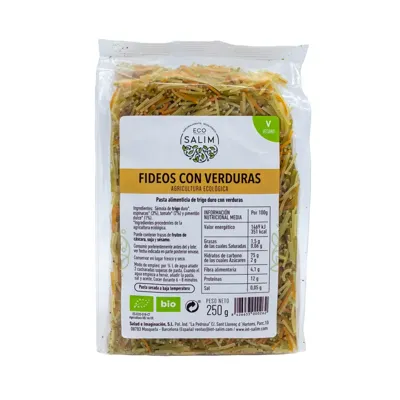 Fideos con Verduras BIO 250 g, Ecosalim