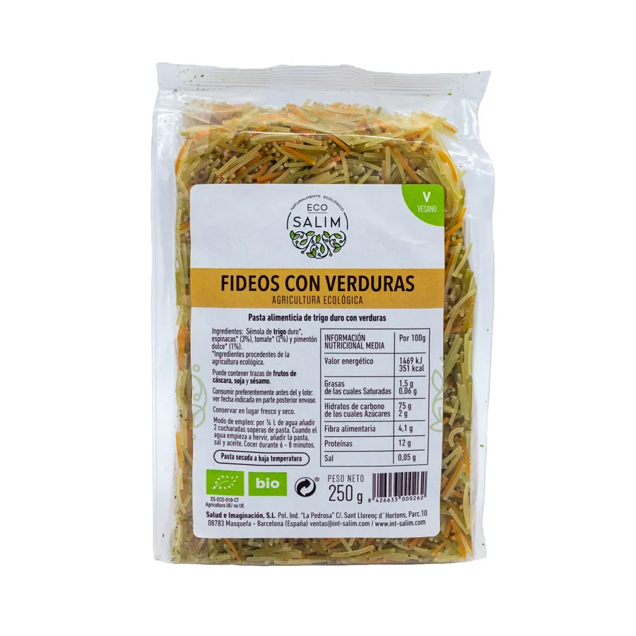 Nudeln mit Gemüse BIO 250 g, Ecosalim