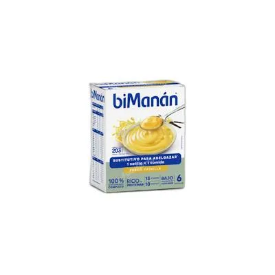 Natillas sustitutivas vainilla 6 sobres, Bimanan
