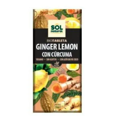 Chocolate jengibre limón con cúrcuma sin gluten BIO 70 g, Solnatural