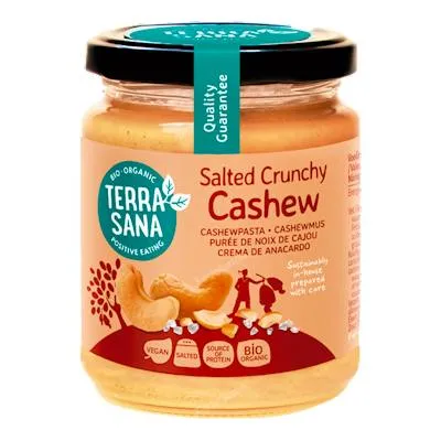Biologische cashewcrème crunchy met Himalaya-zout 250 g, Terrasana