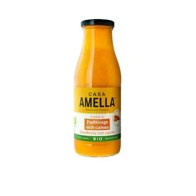 Crema de zanahoria al punto de cayena s/g s/l sin aditivos bajo en sal BIO 500 g, Casa Amella