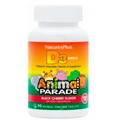 Animal parade vit D3 500UI 90 comprimidos masticables, Natures Plus