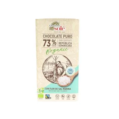 Zartbitterschokolade 73 % Kakao mit Fleur de Sel o. Gluten BIO 100 g, Chocolates Sole