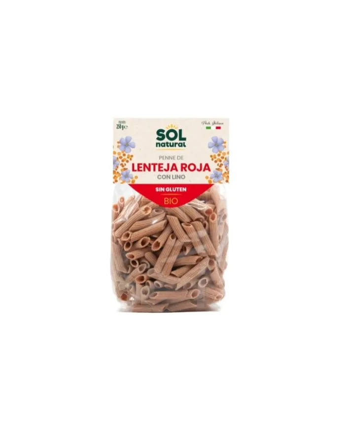 Penne lenteja roja lino sin gluten BIO, Sol Natural