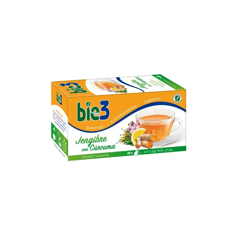 Bie 3 jengibre con cúrcuma 25 bolsitas, Bio3