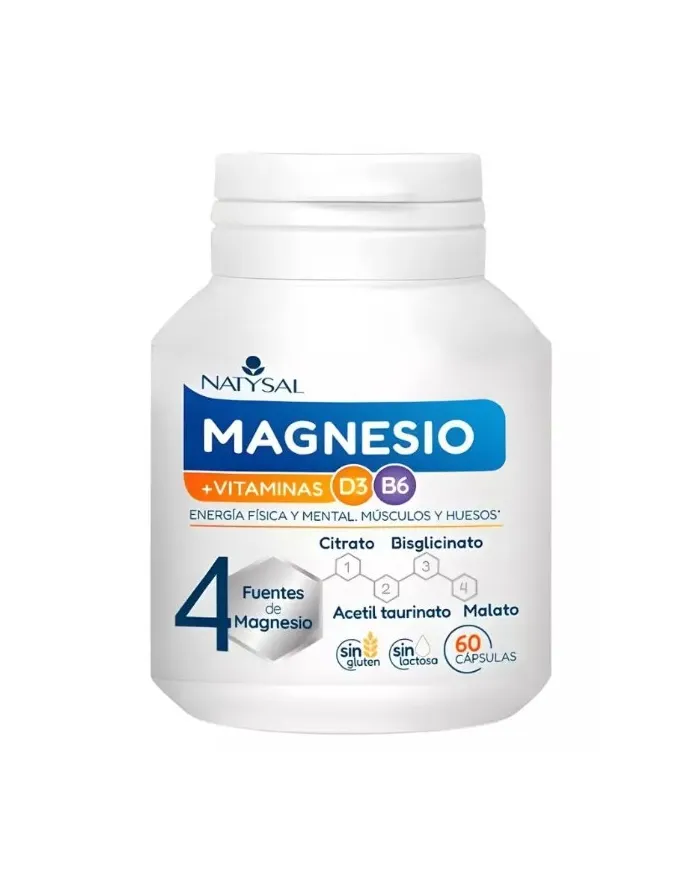 Magnesio vitaminas D3 y B6 60 cápsulas, Natysal